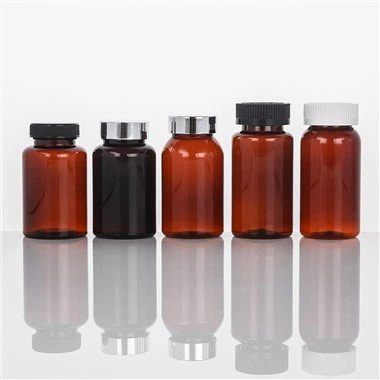 Vitaminlar uchun Amber Plastik shisha